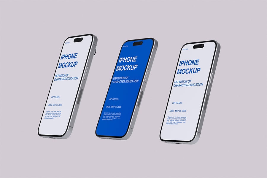 iPhone 16手机模型样机 (PSD,PDF)
