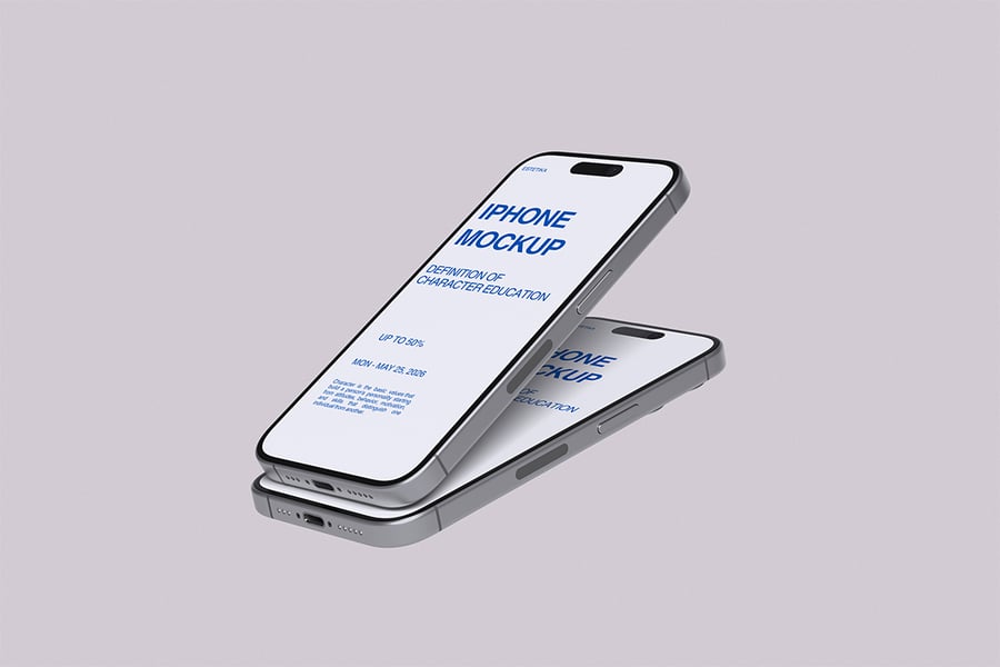 iPhone 16手机模型样机 (PSD,PDF)