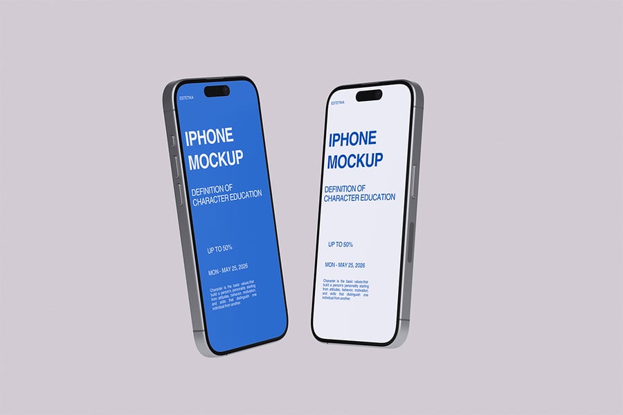 iPhone 16手机模型样机 (PSD,PDF)