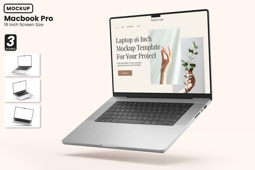 MacBook 16英寸电脑模型样机 (PSD)