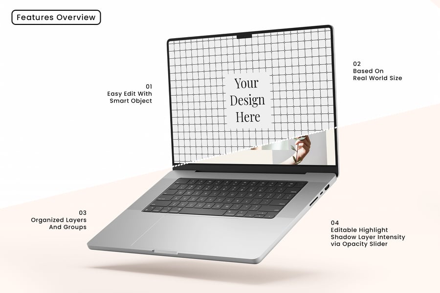 MacBook 16英寸电脑模型样机 (PSD)