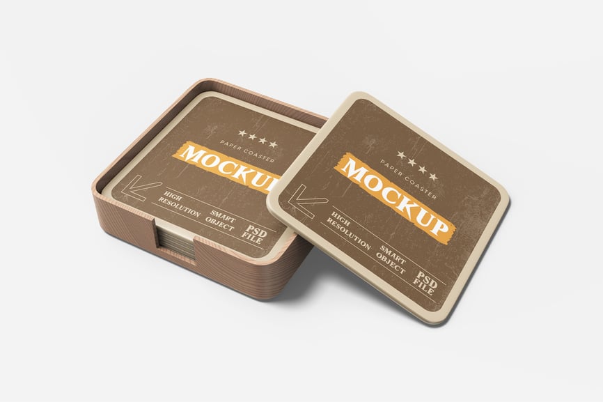 纸杯垫模型样机 (PSD) paper coaster mockup