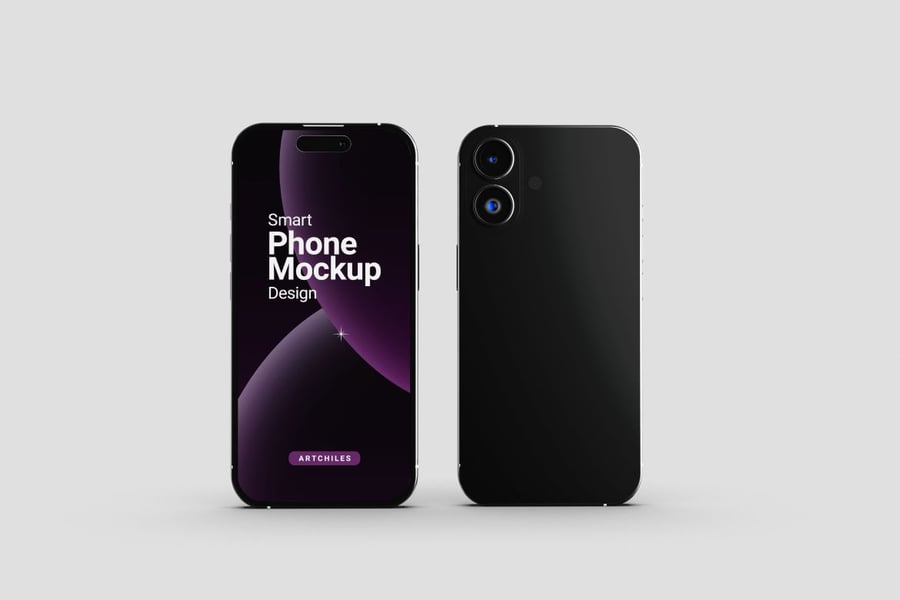 iPhone 16手机模型样机 (PSD,JPG) iphone 16 mockup