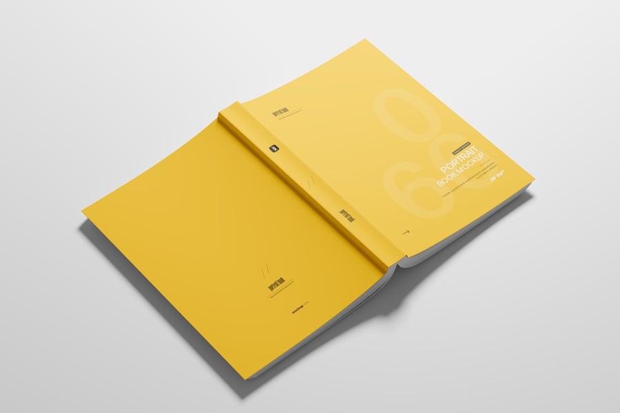 软编制肖像书模型集样机 (PSD) softcover portrait book mockup