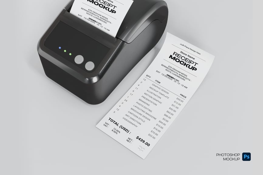 小票收据模型样机 (PSD) receipt mockup