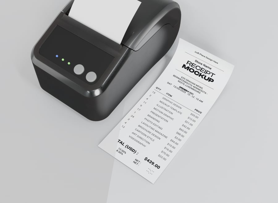小票收据模型样机 (PSD) receipt mockup