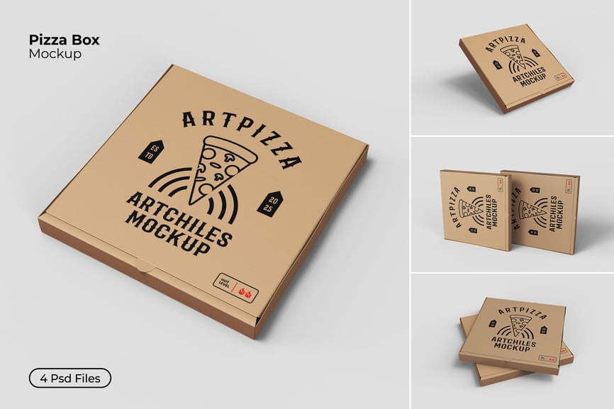 披萨盒模型样机 (PSD,JPG) pizza box mockup