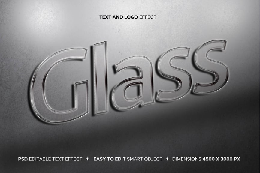 透明的玻璃文字和徽标LOGO效果样机 (PSD) transparent glass text and logo