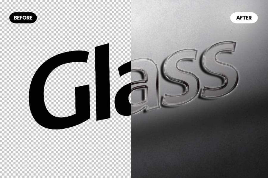 透明的玻璃文字和徽标LOGO效果样机 (PSD) transparent glass text and logo