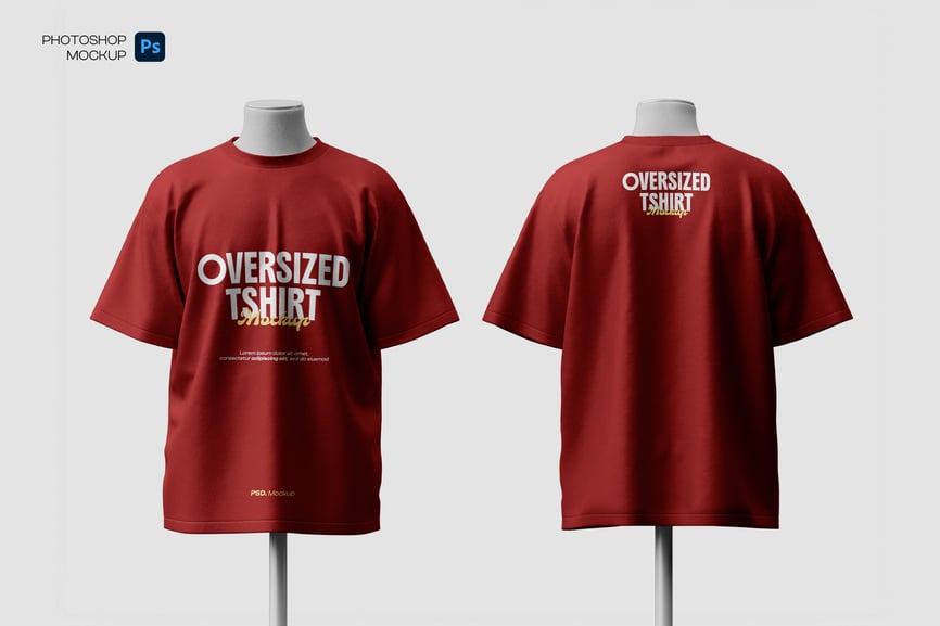 超大的T恤模型样机 (PSD) oversized tshirt mockup