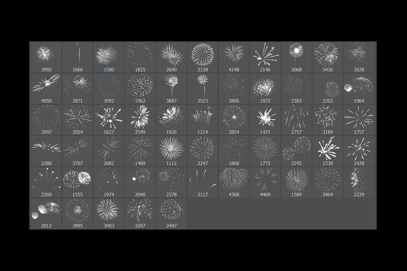 60支烟花图章画笔PS笔刷 (ABR)
