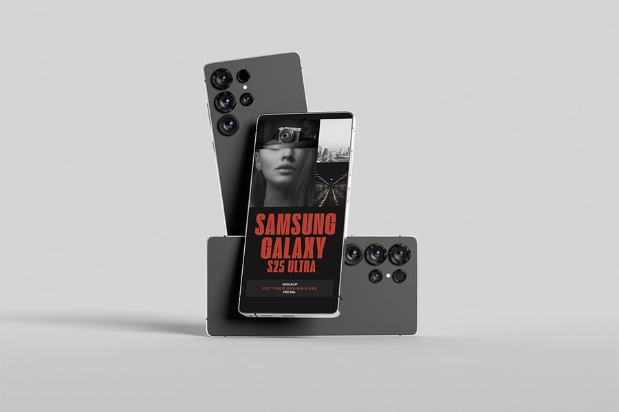 三星Galaxy S25超模型样机 (PSD,PDF)