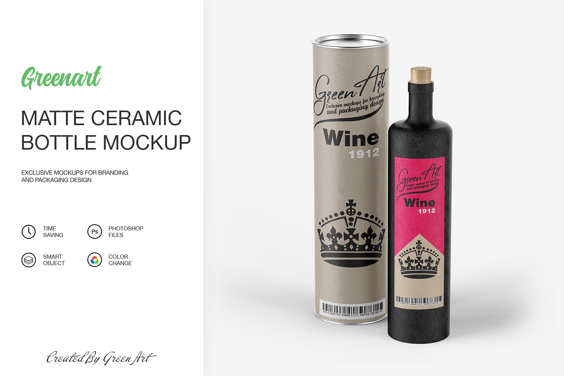 精美的陶瓷酒瓶样机mockups