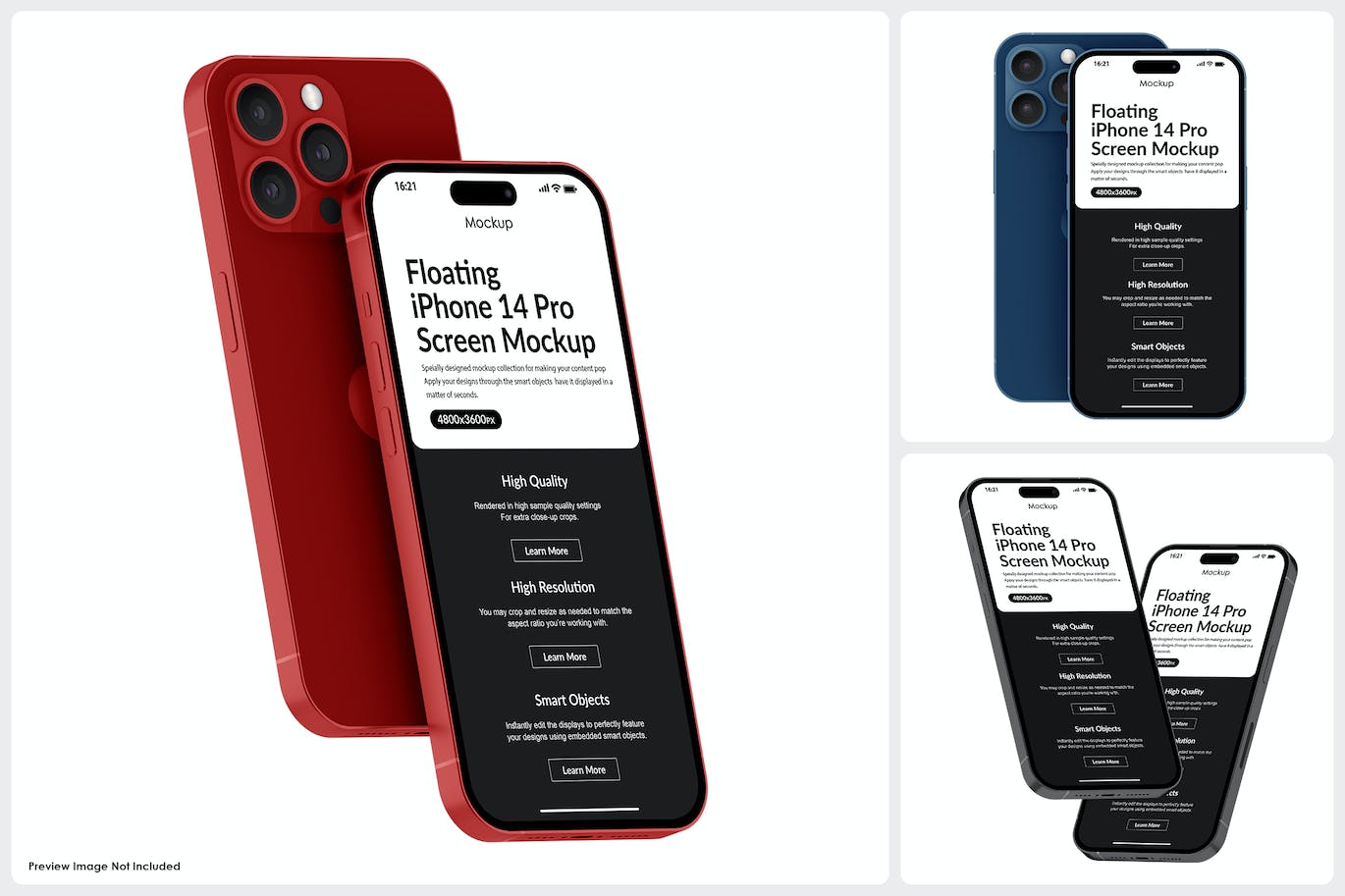 iPhone 14 Pro 灵活角度手机样机下载 (PSD)