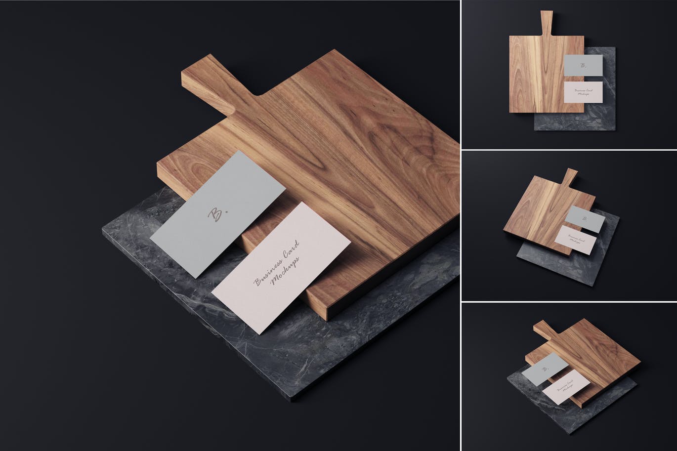 高端时尚商业商务质感的名片设计VI样机展示模型mockups