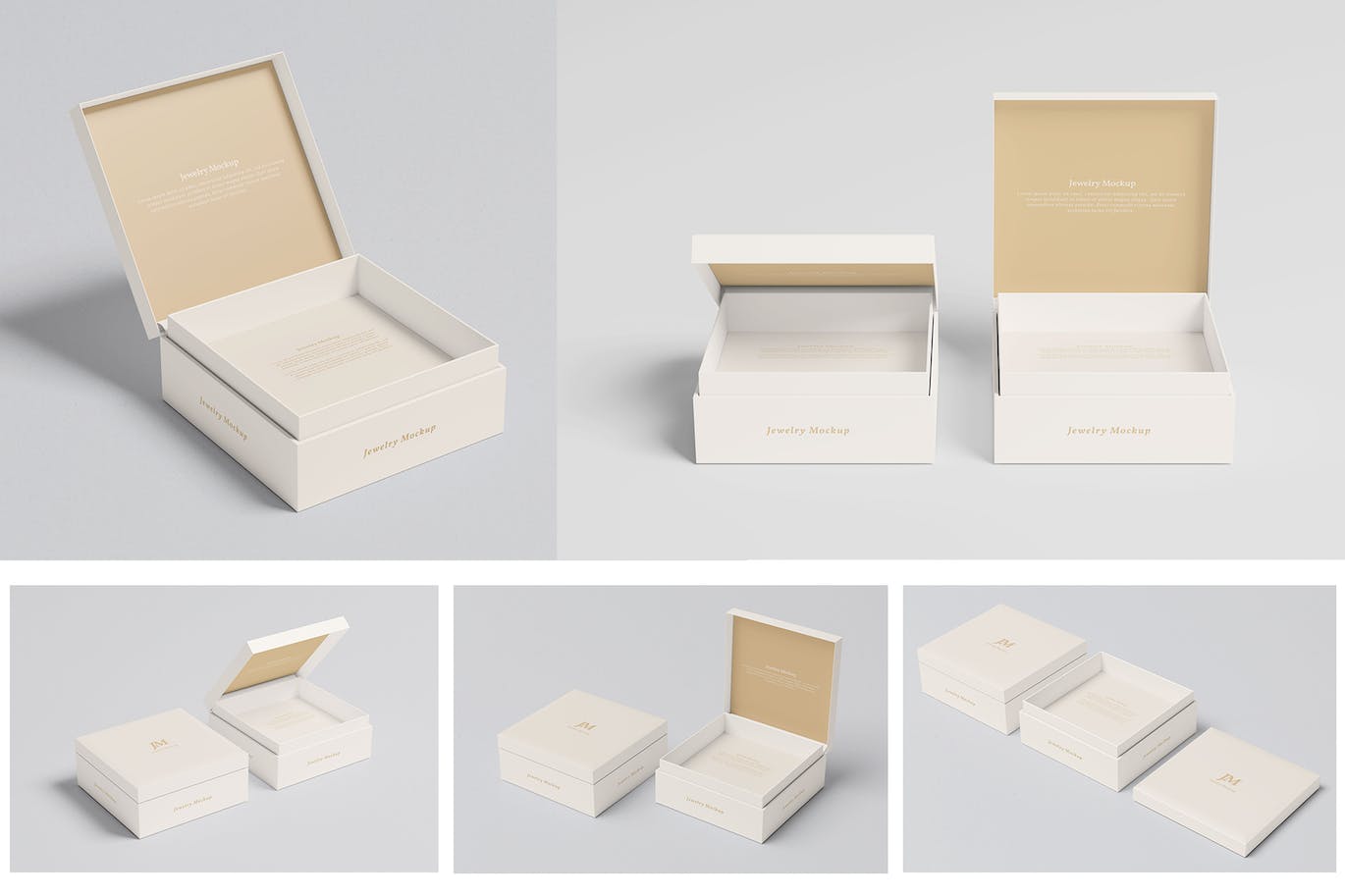 时尚高端首饰盒包装设计VI样机展示模型mockups