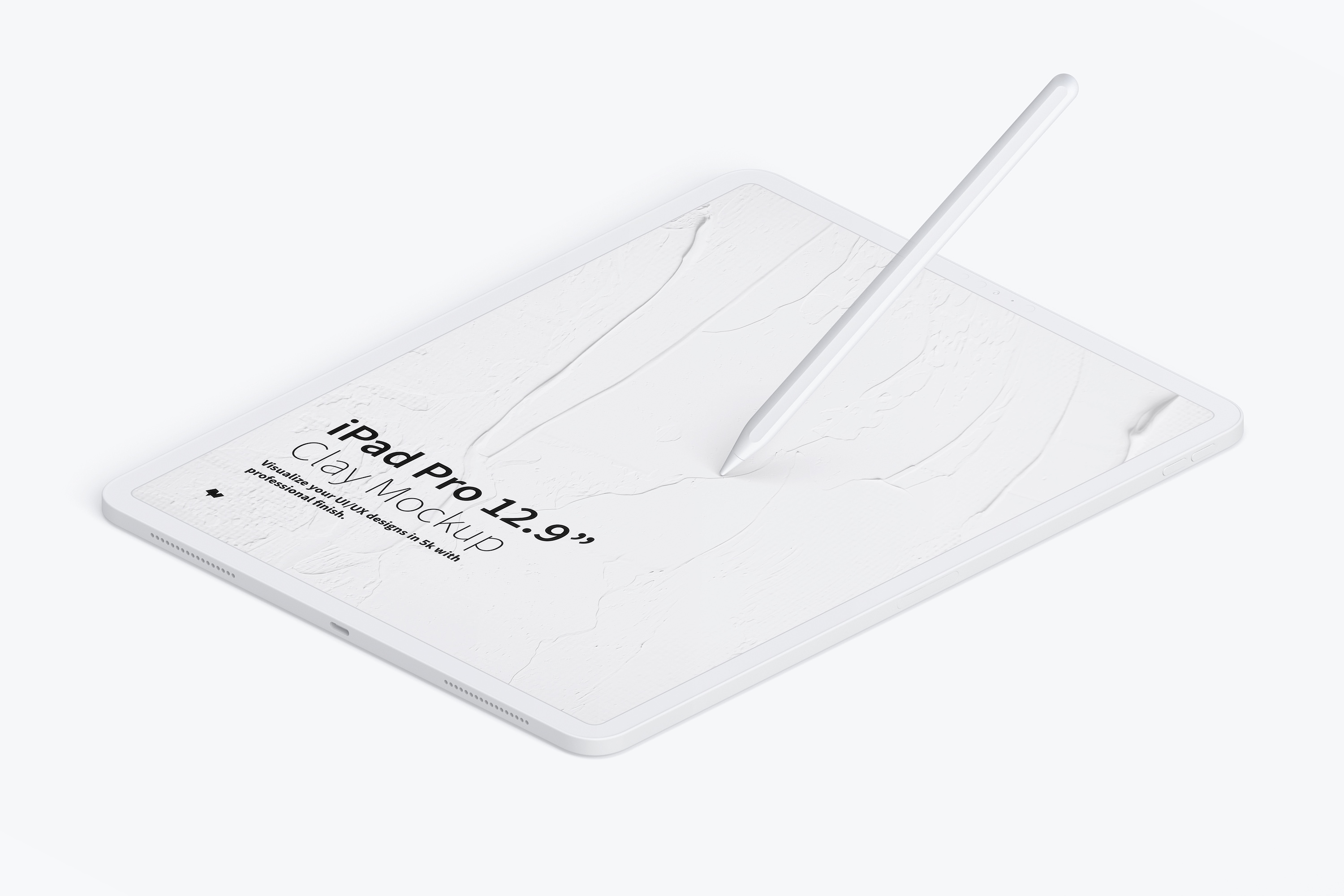 平板样机素材 Clay iPad Pro 12.9” Mockup, Isometric Right View