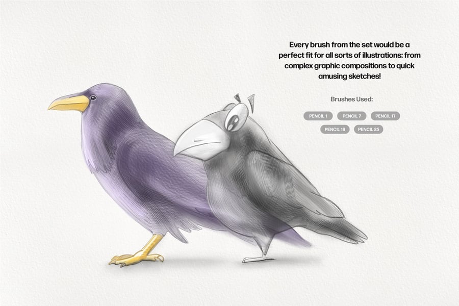 基本铅笔 Procreate 笔刷 (BRUSHSET)