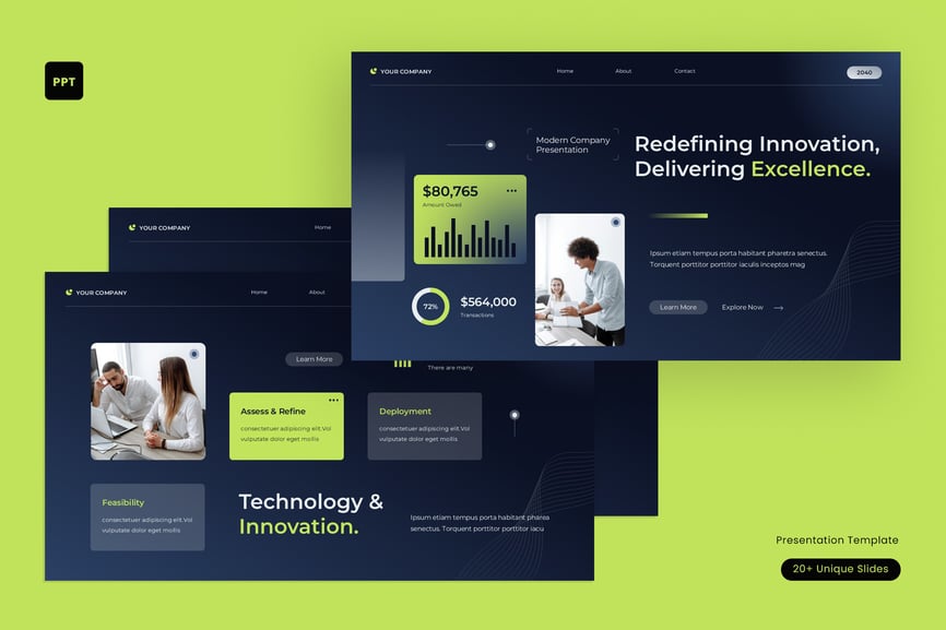 蓝色渐变UI UX UX现代公司资料PPT模板 (PPT,PPTX)