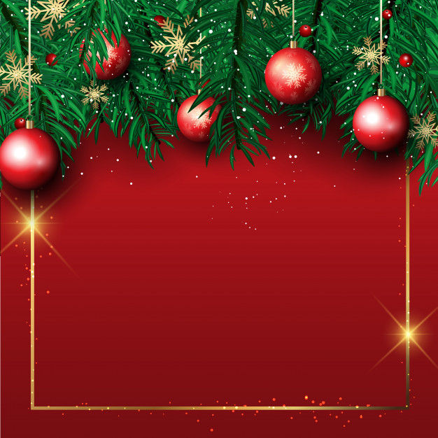 圣诞节背景素材 Christmas background with pine tree branches and hanging baubles Vector