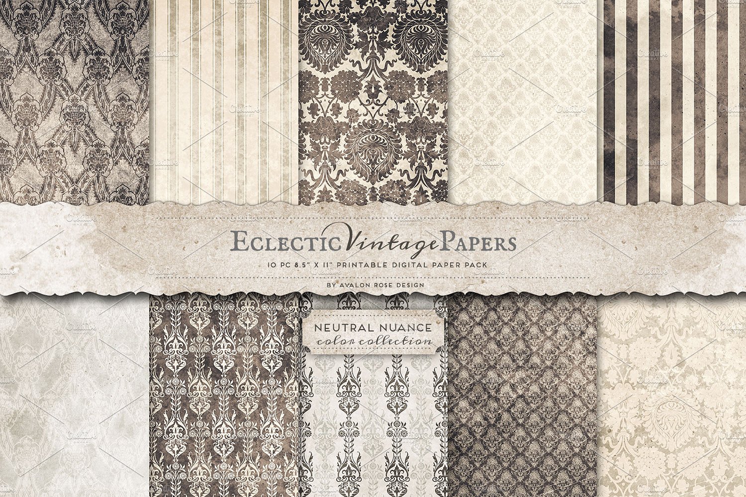 细腻复古的纸张背景纹理素材 Printable Papers – Neutral Nuance
