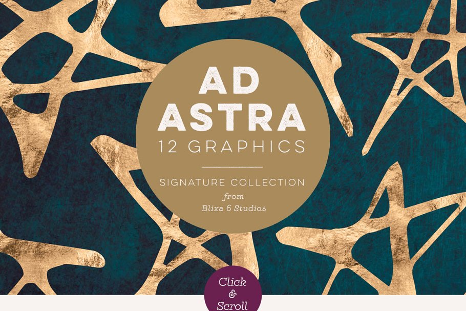 奢华感的手绘黄金色图形素材 Ad Astra: Golden Hand Drawn Stars