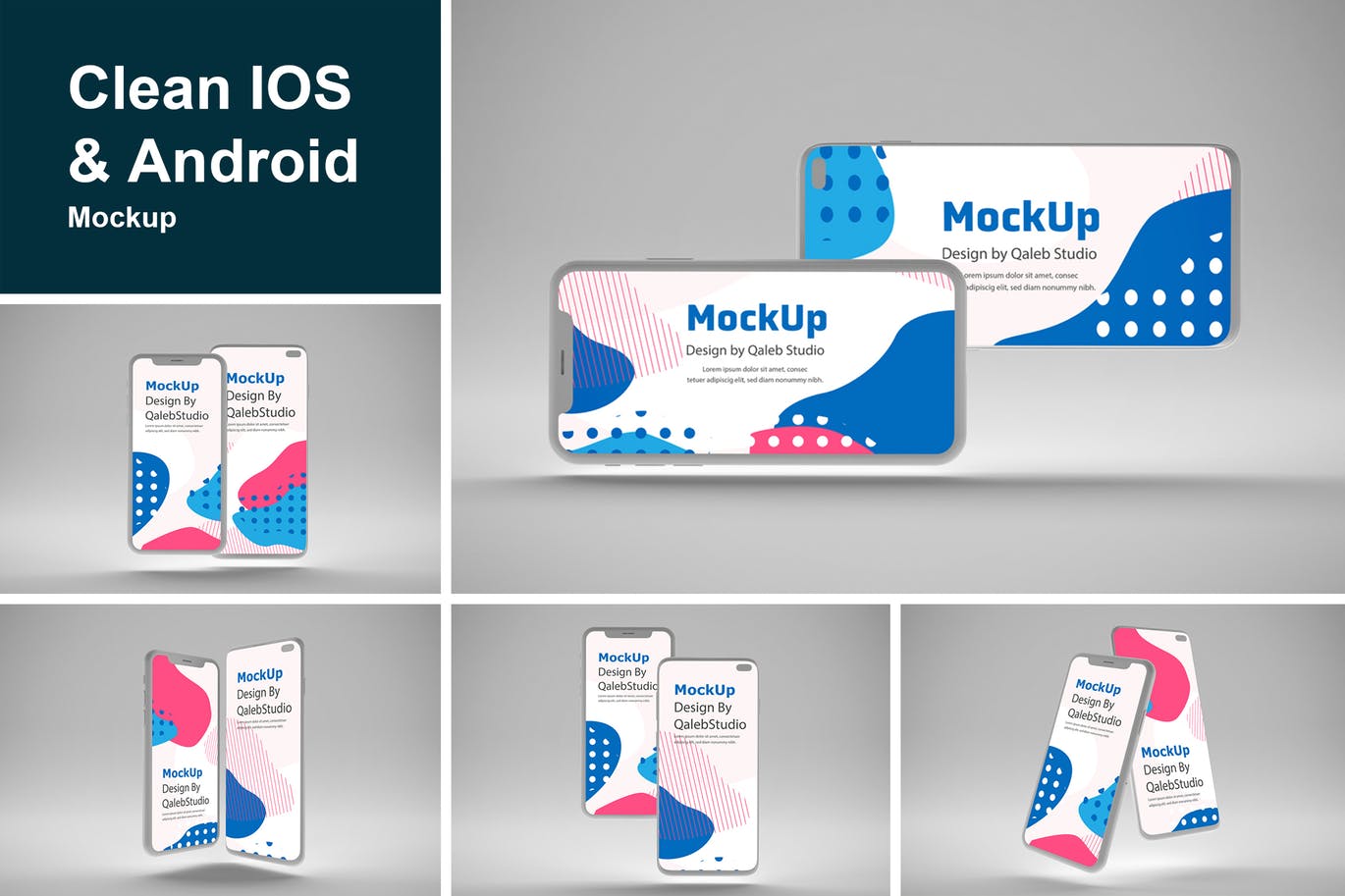 简约时尚高端的IOS和Android手机应用程序APP UI 样机展示模型MockUp