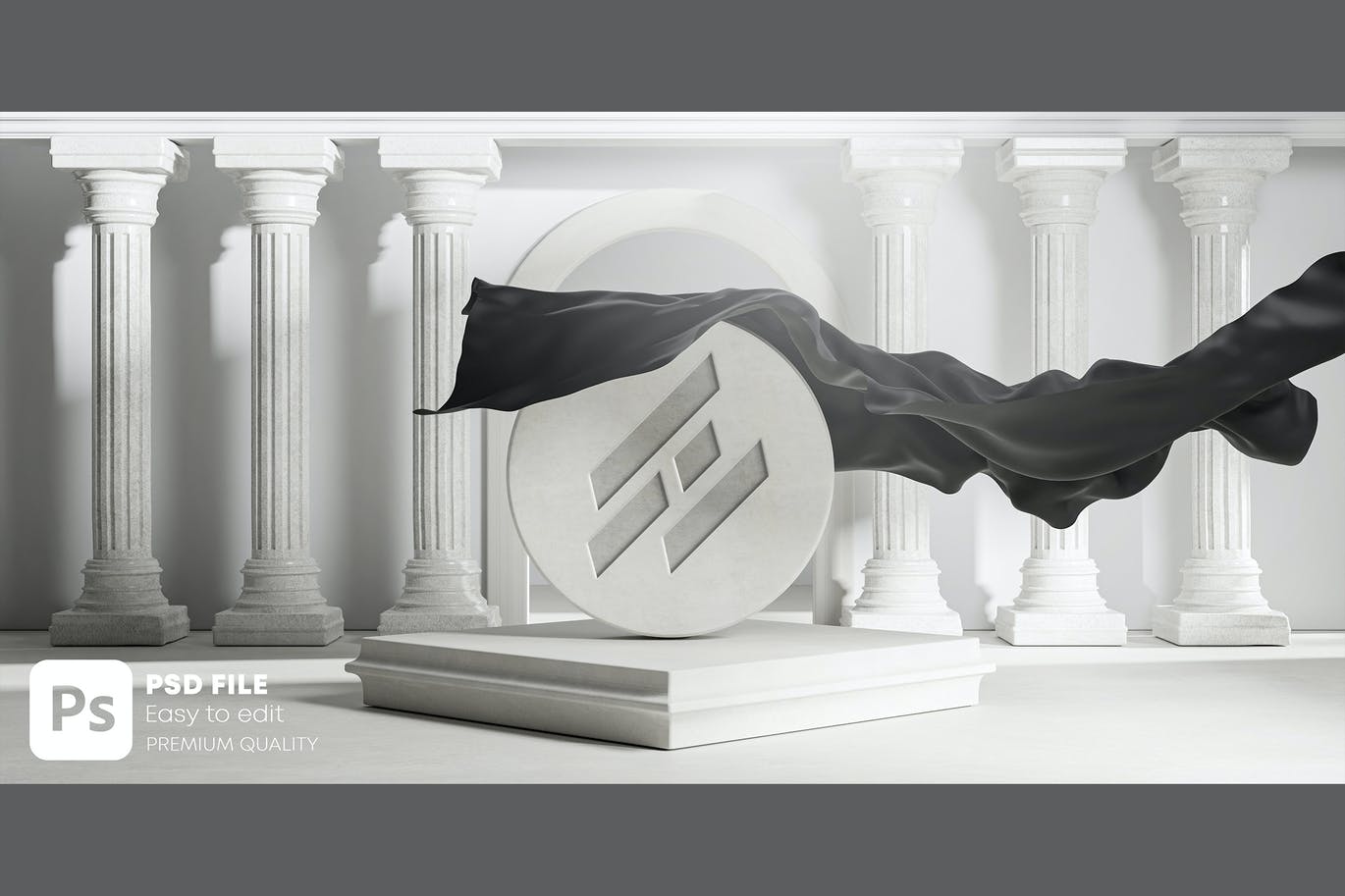 揭开黑色布面的面纱雕刻效果徽标logo标志设计VI样机展示模型mockups