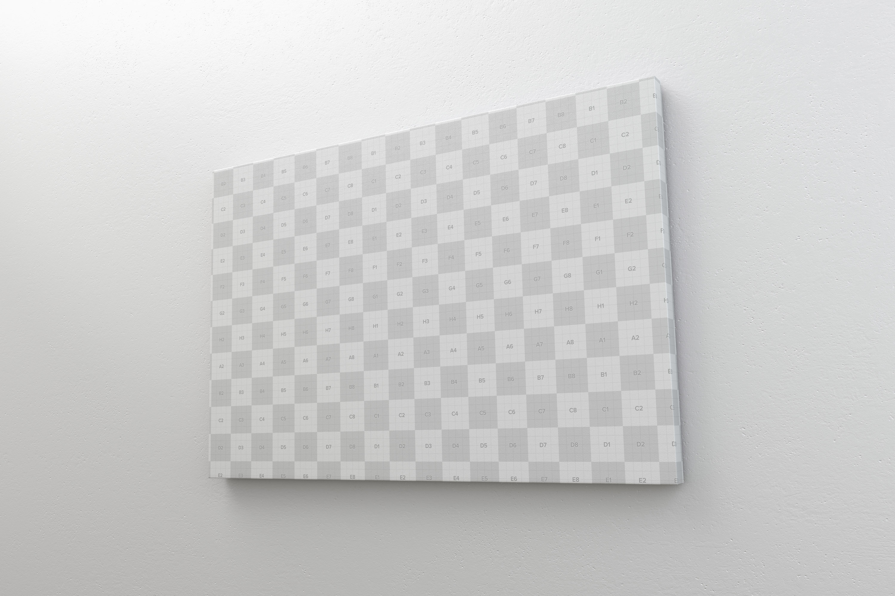 油画画框样机 3:2 Landscape Canvas Mockup Hanging on Wall, Right View