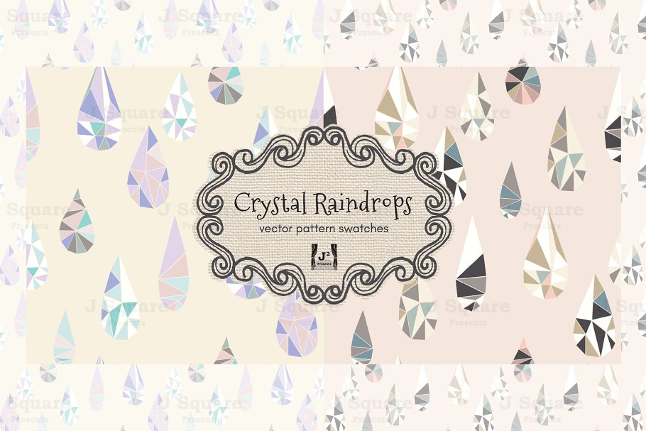 多边形雨滴图案素材 Vector Polygon Raindrop Patterns