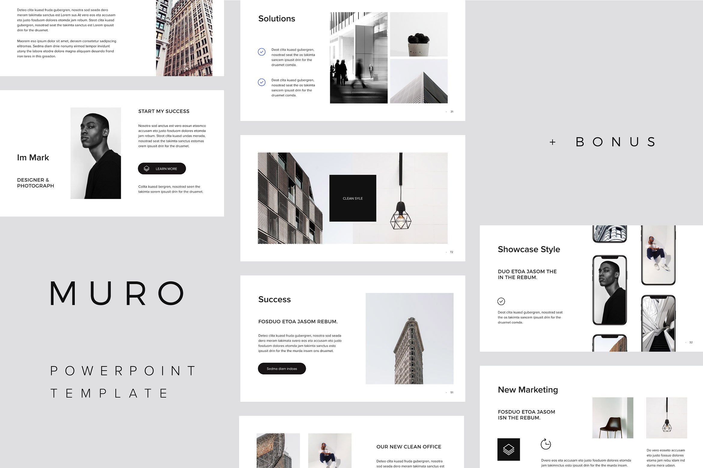 现代简约PPT幻灯片模板 MURO – Powerpoint Template + Bonus