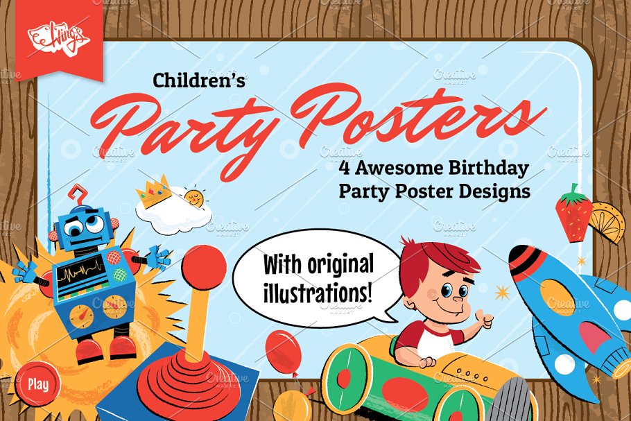 儿童生日海报素材 Children’s Birthday Party Posters