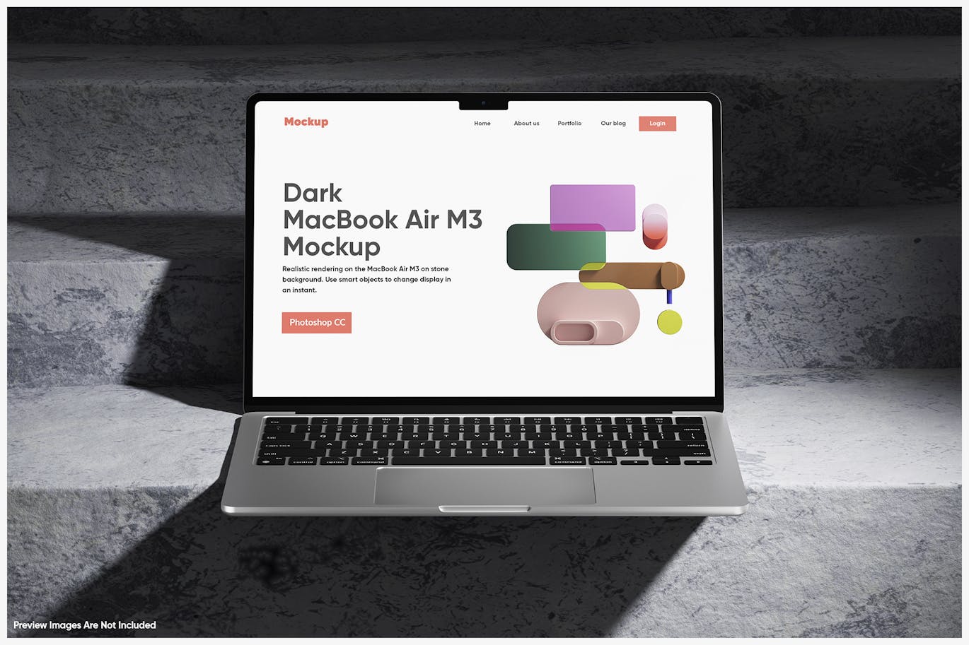 MacBook Air 黑暗楼梯电脑样机场景 (PSD)
