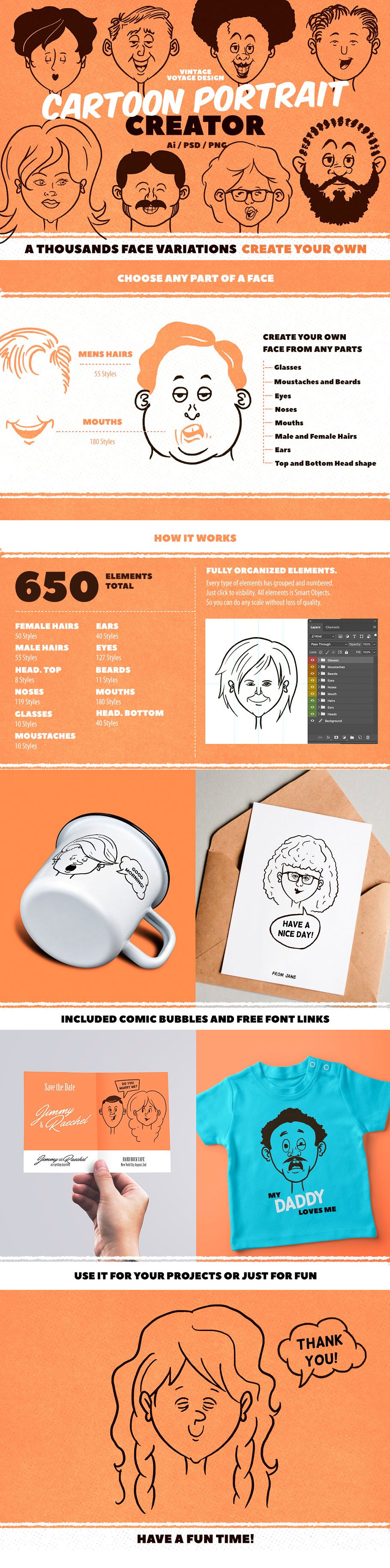 卡通运动图形素材 Cartoon Portrait Creator