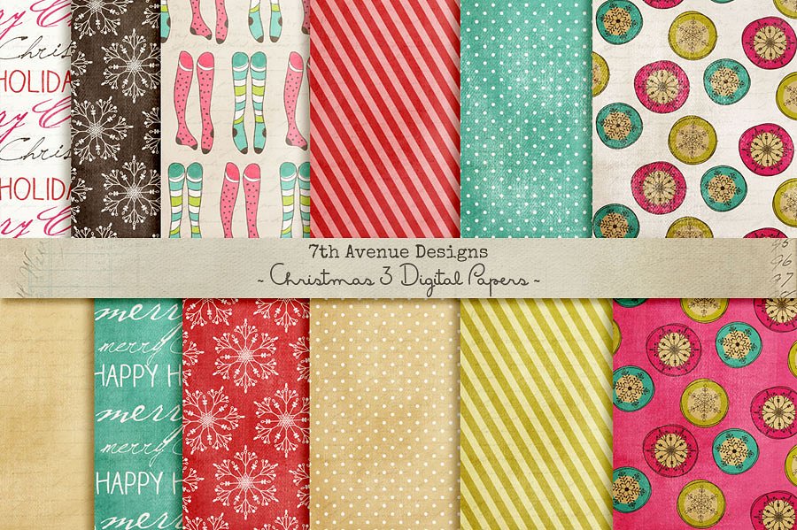 圣诞背景纹理素材 Christmas Papers 3