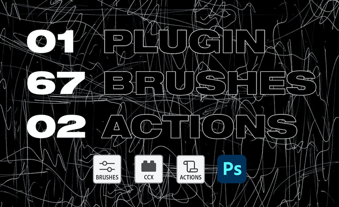 铅笔涂鸦 FX Photoshop 插件 (ATN,BRUSHSET,PDF,ZXP,PSD)