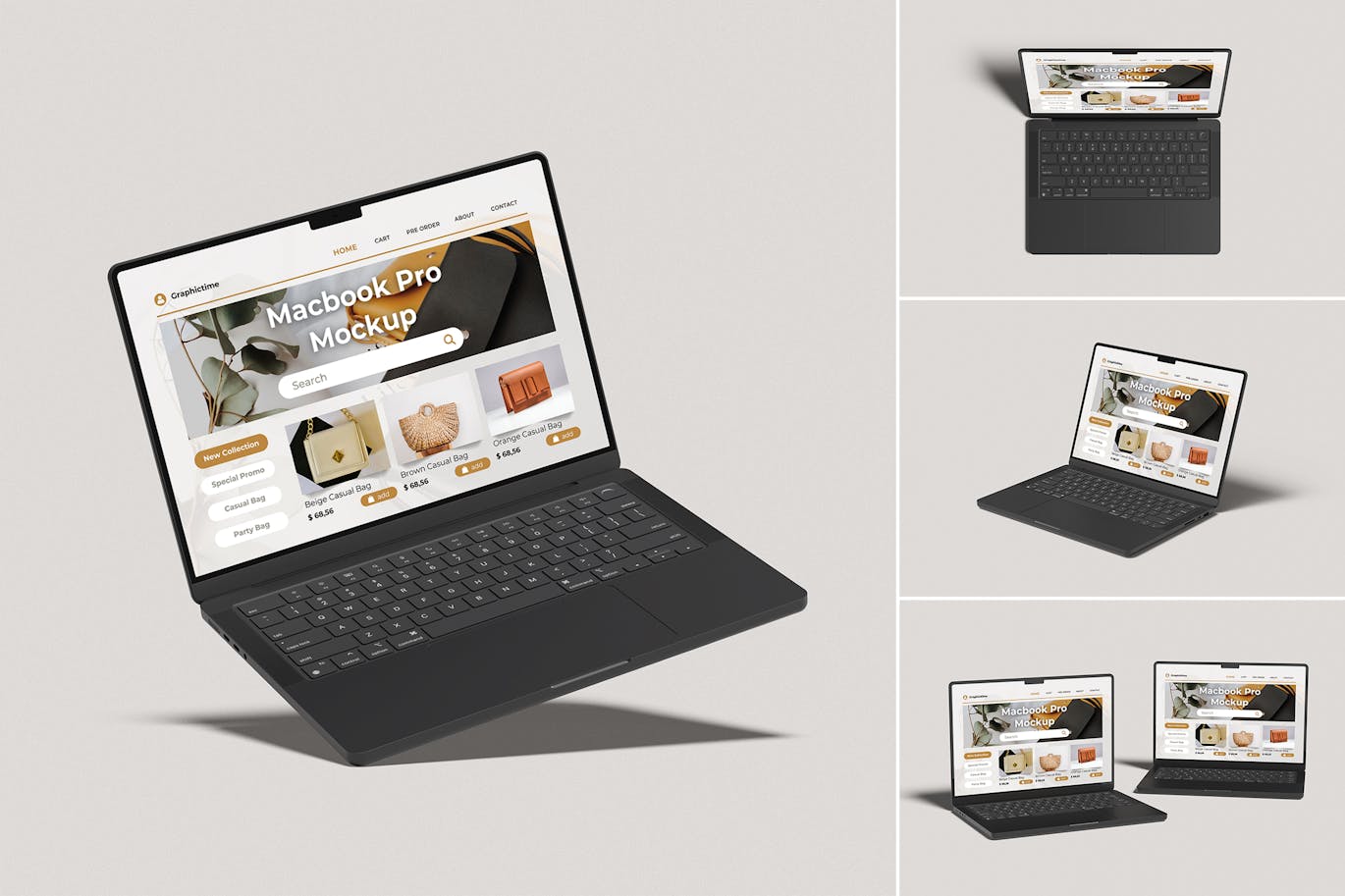 MacBook Pro 电脑样机 (PSD,PDF)