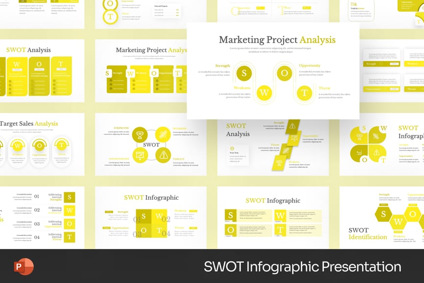 SWOT 信息图PPT模版 (PPTX)