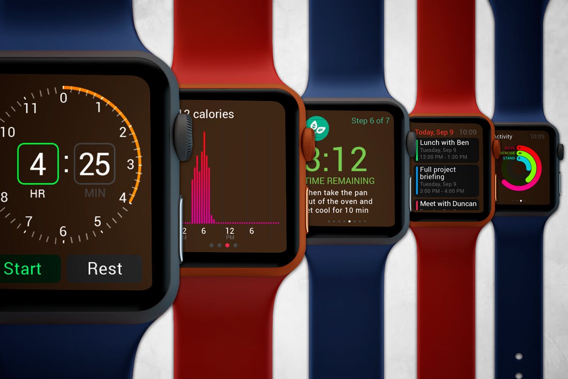 高品质的Apple Watch样机VI展示模型Mockups