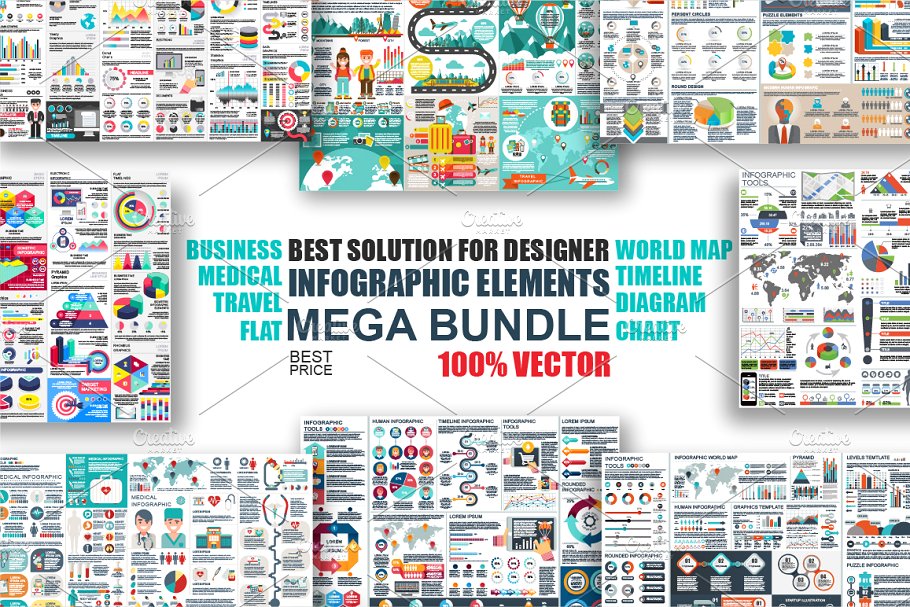 信息图表模板设计素材 Infographic Elements Mega Bundle