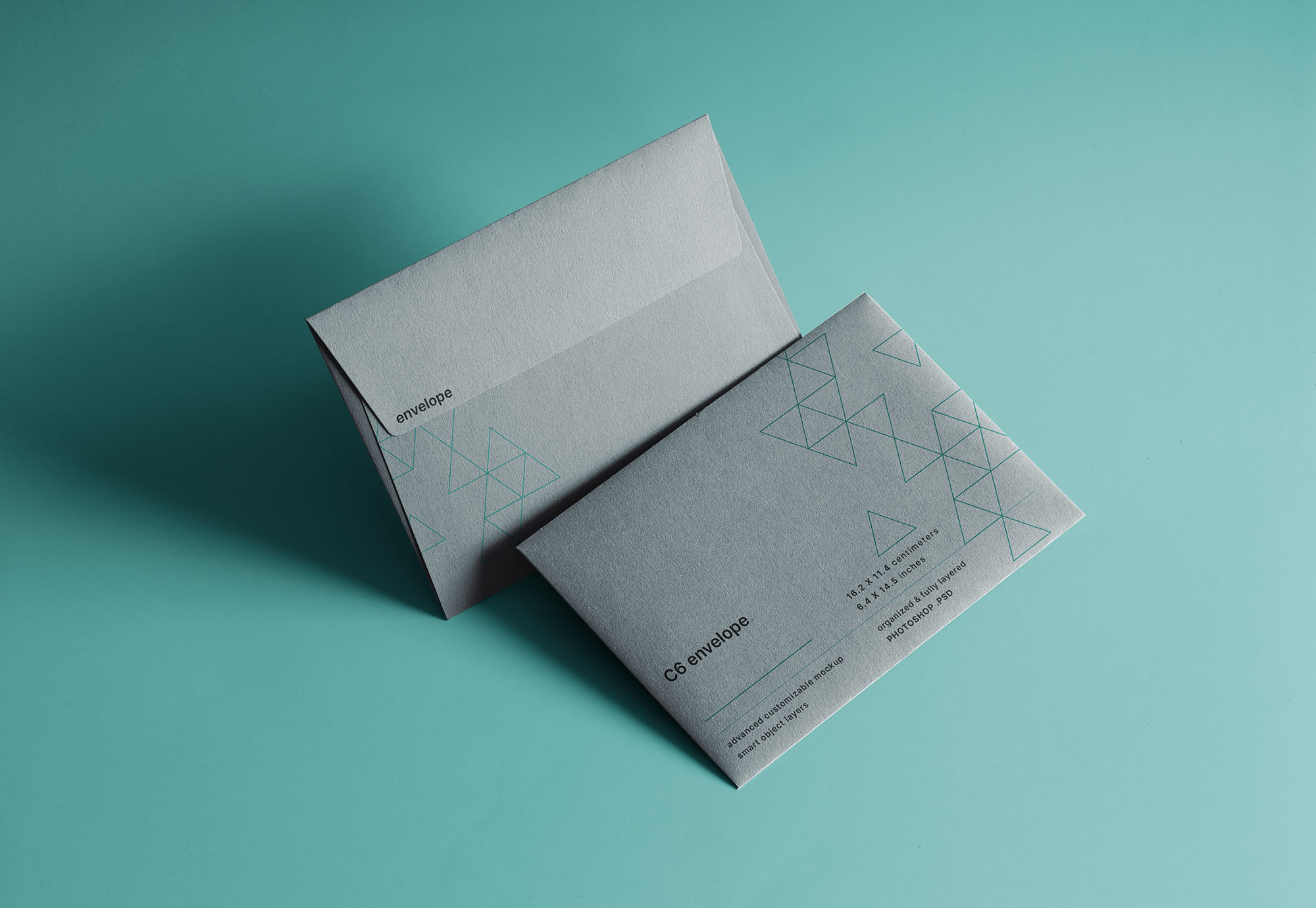 两个C6信封VI设计样机展示模型mockups