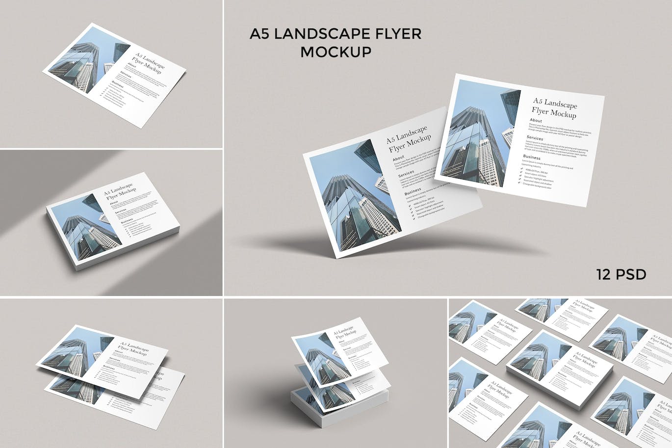 A5尺寸的海报宣传单设计VI样机展示模型mockups