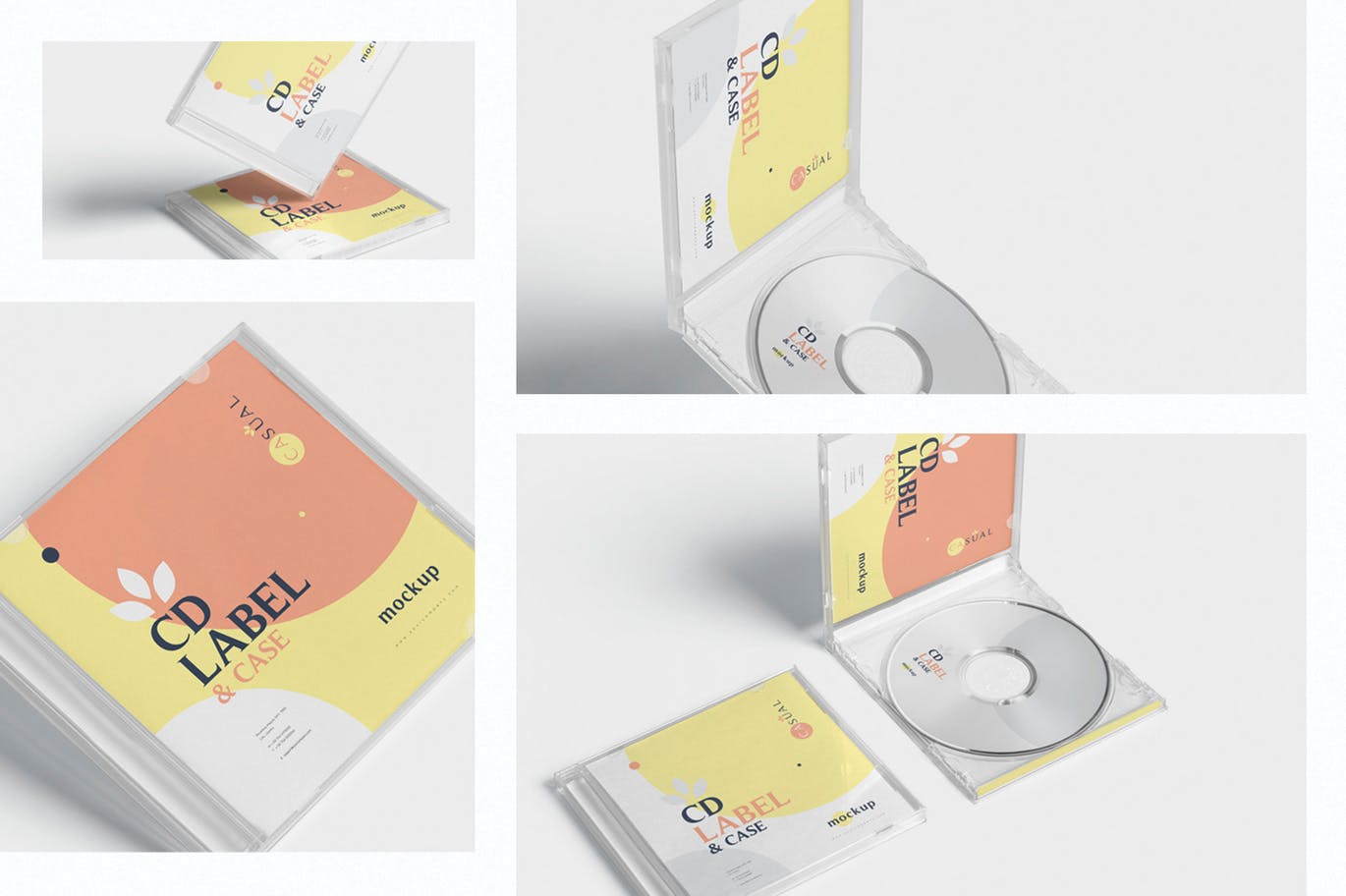 高品质的时尚高端逼真质感房地产CD光盘包装设计VI样机展示模型mockups