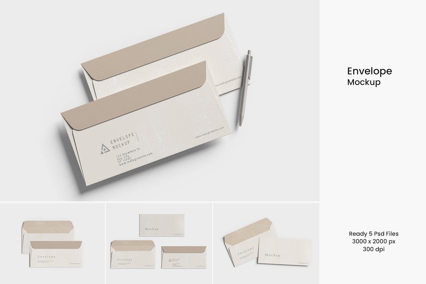 时尚高端多用途的高品质信封VI设计展示模型mockups