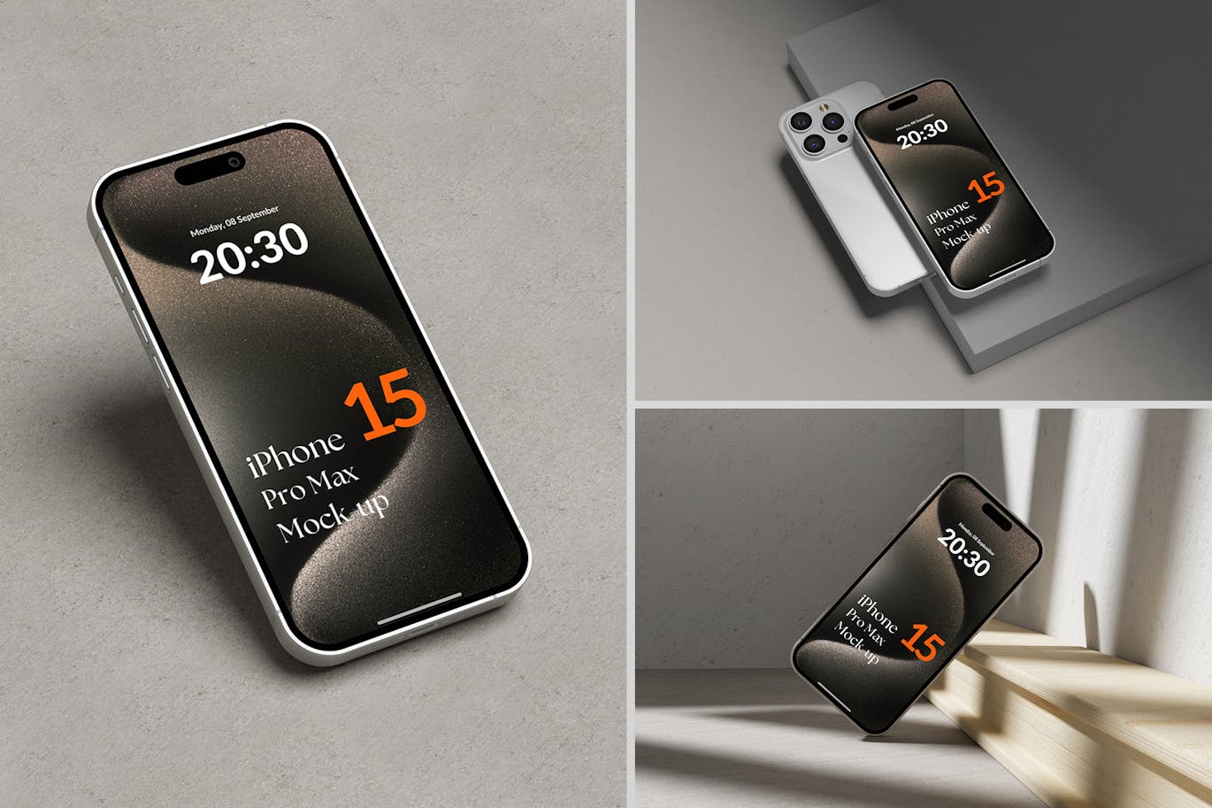 iPhone 15 手机样机 (PSD,PDF)