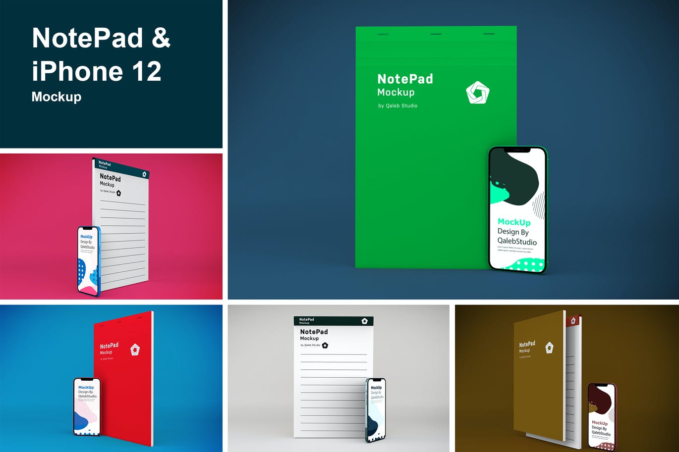 NotePad和iPhone 12 APP UI样机展示模型mockups