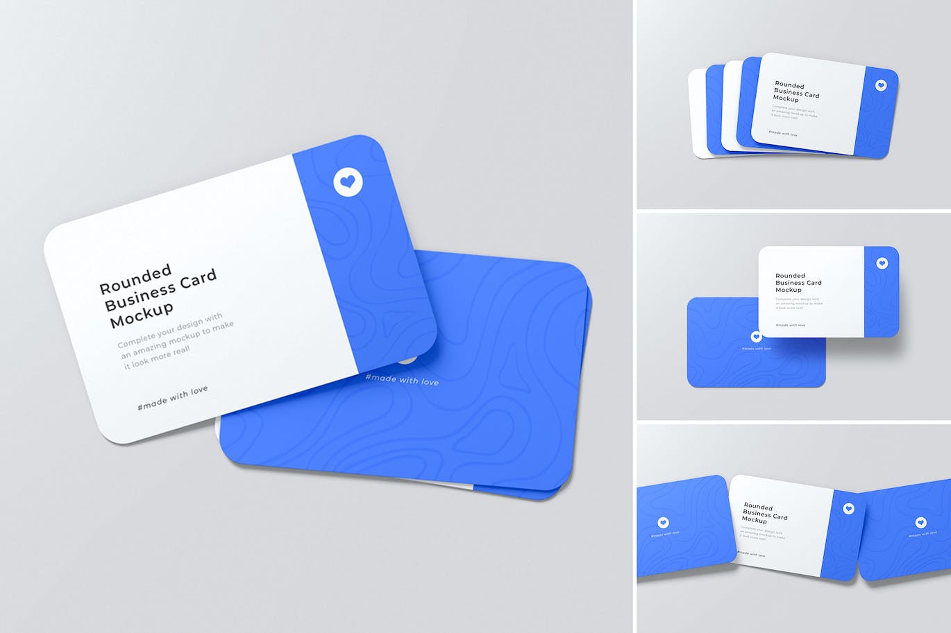 高品质的圆角名片设计VI样机展示模型mockups