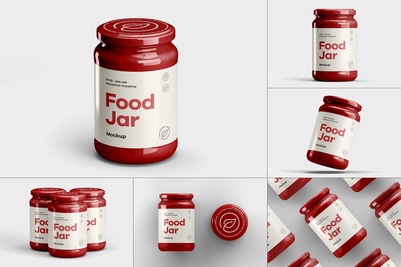 玻璃食品罐包装设计样机 (PSD,2.23GB)