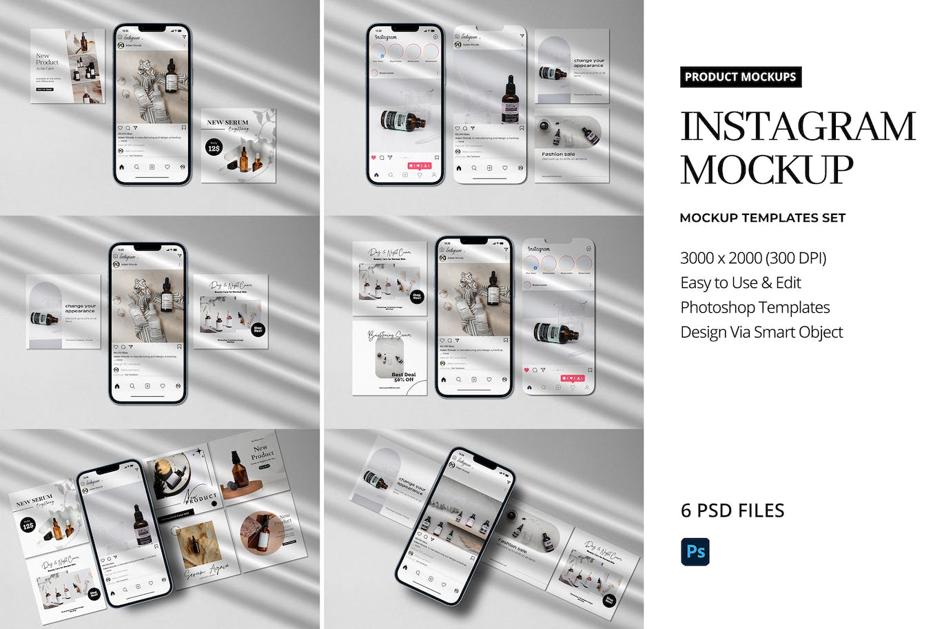 高品质的Instagram社交媒体 APP UI样机展示模型mockups