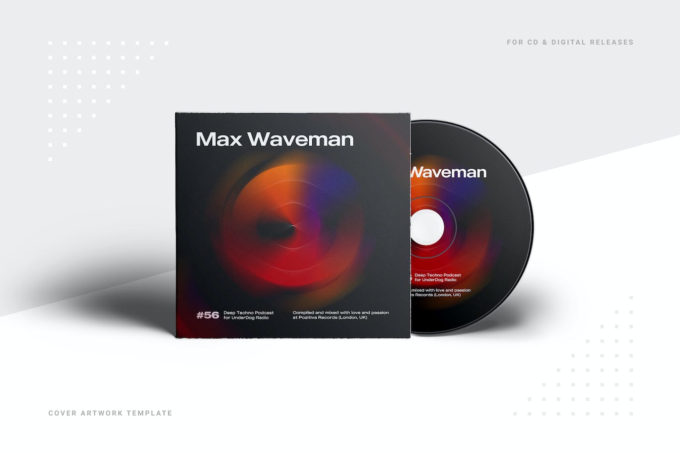 时尚高端DJ CD光盘光碟包装设计VI样机展示模型mockups